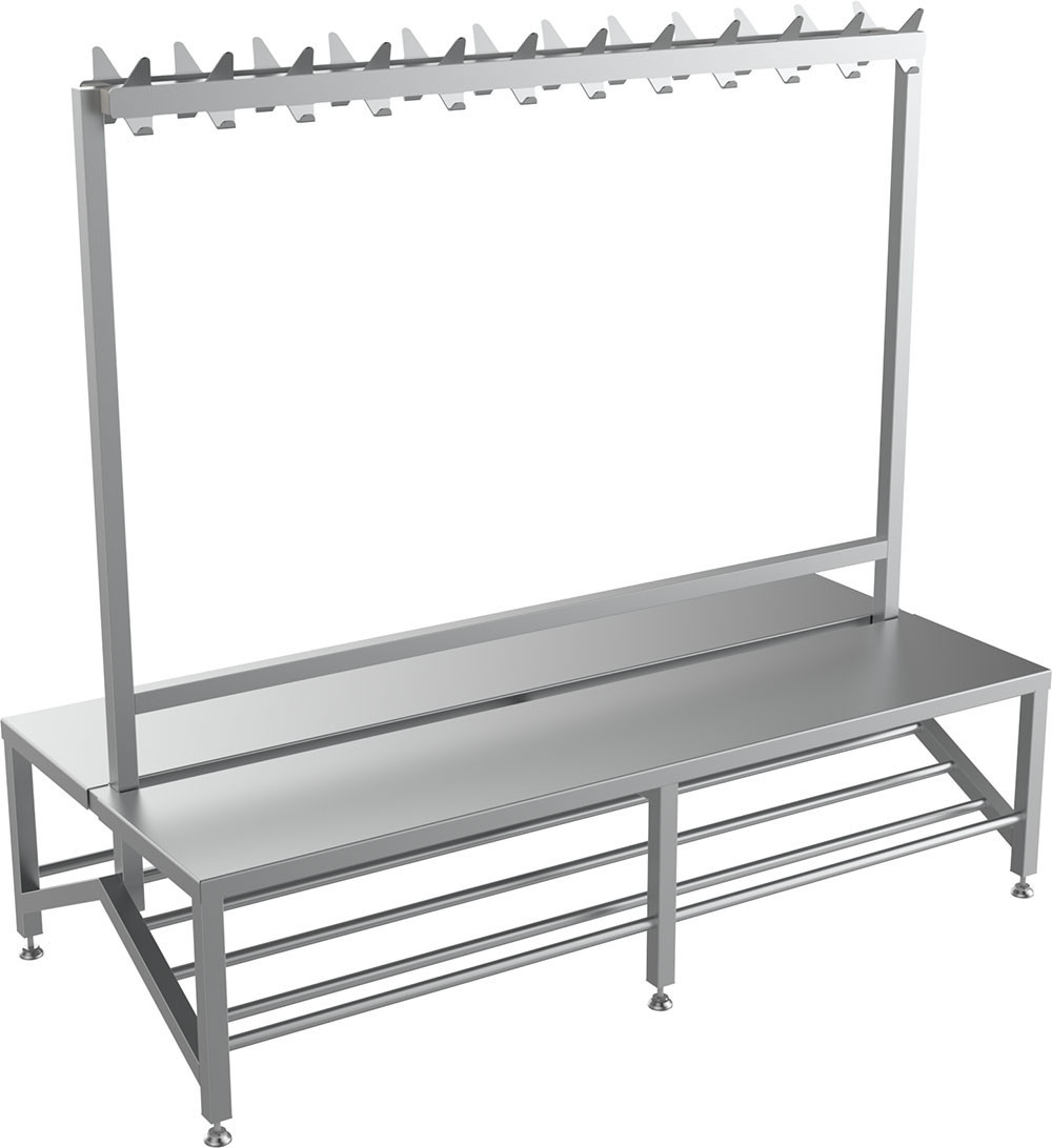 Double Sided Changing Room Bench With Coat Hook Rail