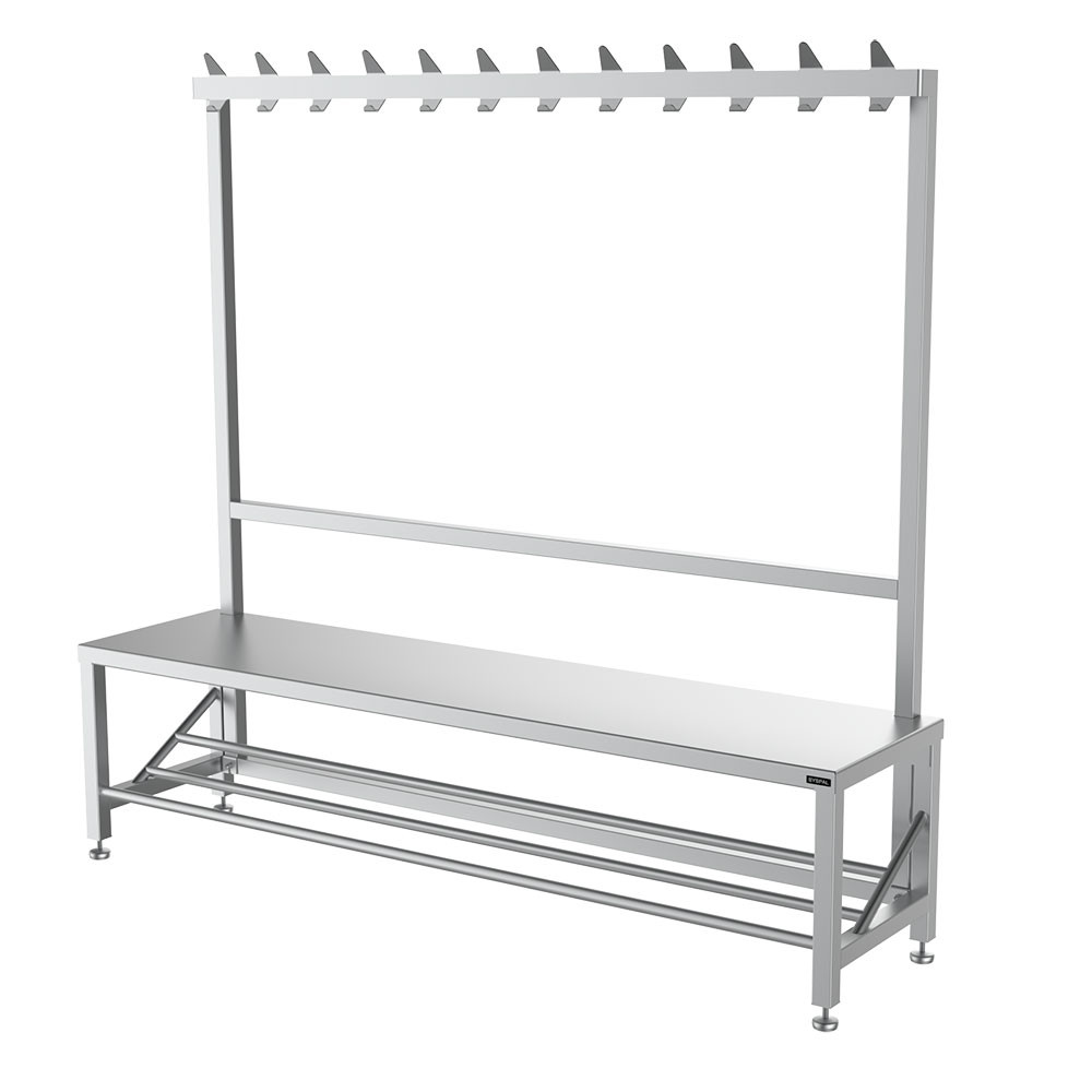 Single Sided Changing Room Bench With Coat Hook Rail