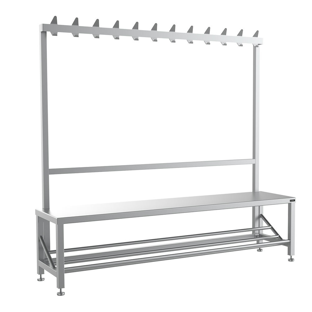 Single Sided Changing Room Bench With Coat Hook Rail