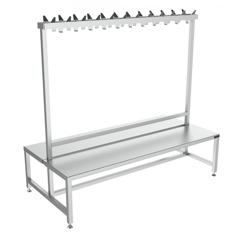 Double Sided Changing Room Bench With Coat Hook Rail