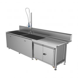 Double Bowl Single Drainer Stainless Steel Belfast Sink with Underc30upboard