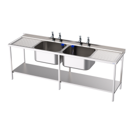 Double Bowl Double Drainer Utensil Sink